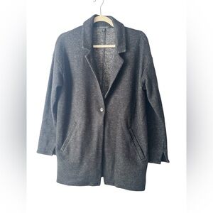 Eileen Fisher small Melange Knitted Wool Twill Jacket blazer dark academia